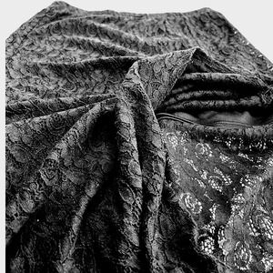 VTG M Maxi Black Lace Overlay Mini Skirt Elastic Waist Side Split Goth Romantic